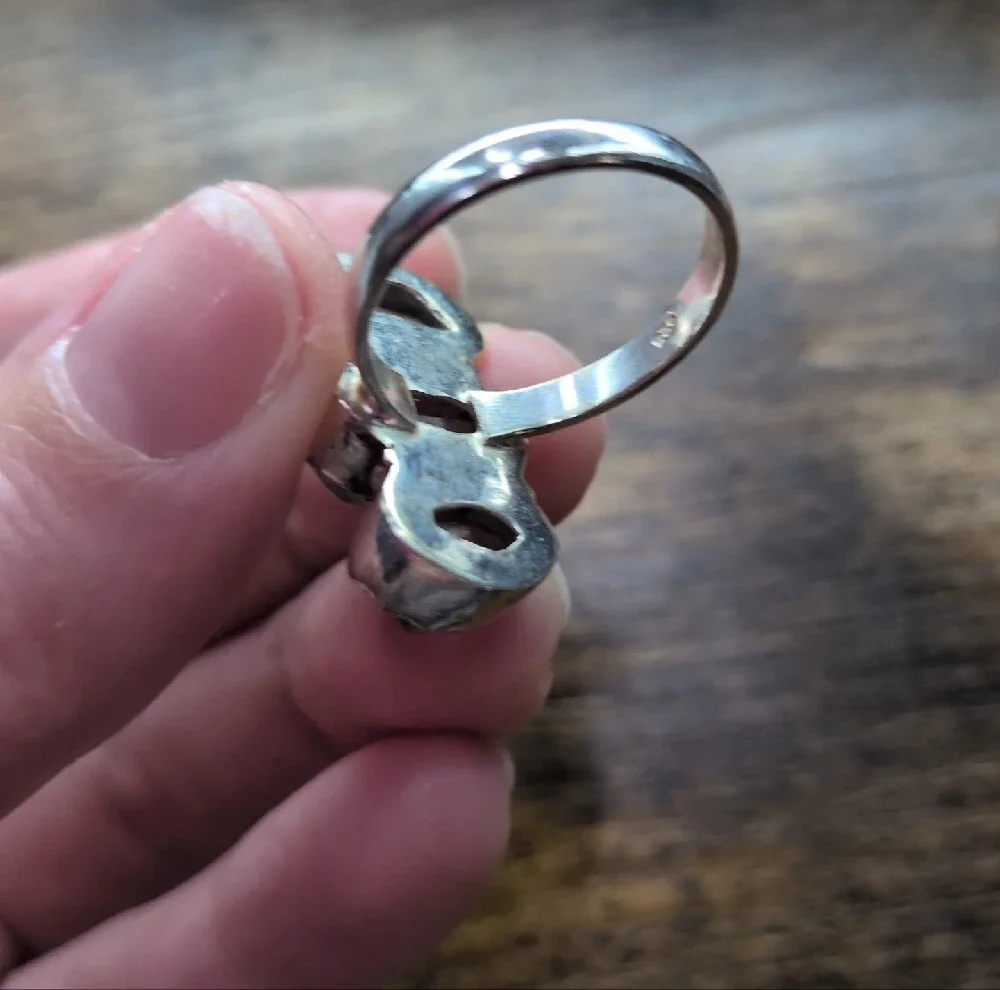 Sterling Silver Triple Raw Cut Herkimar Diamond Ring